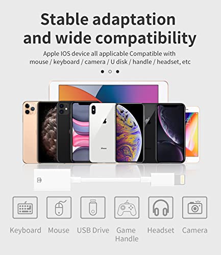 Image of iPhone OTG Adapter Lightning Male to USB Female Dongle Cable Compatible with 13 11 12 Pro Max Mini Xr X Xs 8 7 Se Plus for Apple Ipad Air Camera Card Reader Flash Drive Mouse Keyboard Hub MIDI U Disk