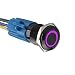 ESUPPORT 16mm 12V 3A Car Purple LED Light Angel Eye Metal Push Button Toggle Switch Socket Plug Latching Black Shell