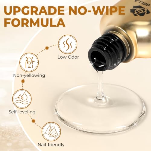 Image of UNA GELLA Gel Top Coat No Wipe 2PCS Ultra Shine Top Coat Gel Nail Polish | 10ML for Crystal Clear Nail Tips & Press On Nails Long-Lasting Gloss, u /v Cured & Soak Off