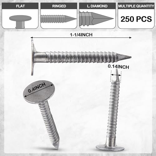 Tandefio CLO-TANDEFIO-0692 250 Pcs Aluminum Siding Nails Siding And Panel Nails Roofing Siding Nails Aluminum Metal Roofing Nails To Fasten Roofing Felt Wood Decking Insulation Board thumb #1