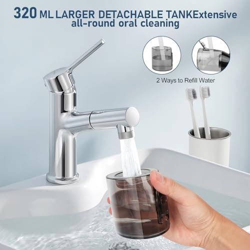 Image of Water Dental flosser for Teeth Cleaning - Rechargeable Cordless Oral Irrigator 4 Modes 6 Tips IPX 7 Waterproof Portable Teeth Cleaner Pick for Home Trave