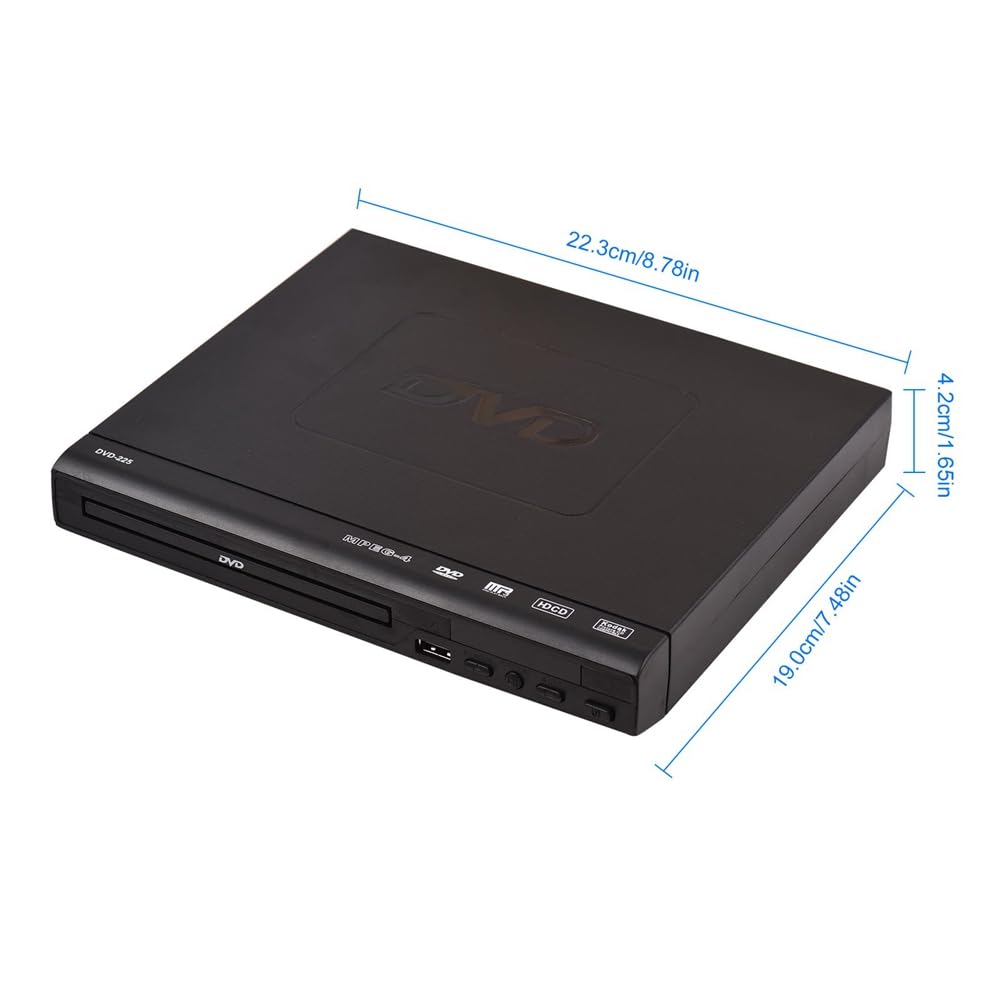 DVD-225 - Reproductor de DVD digital para salida AV con mando a distancia para TV, VCD, reproductor de DVD, enchufe europeo