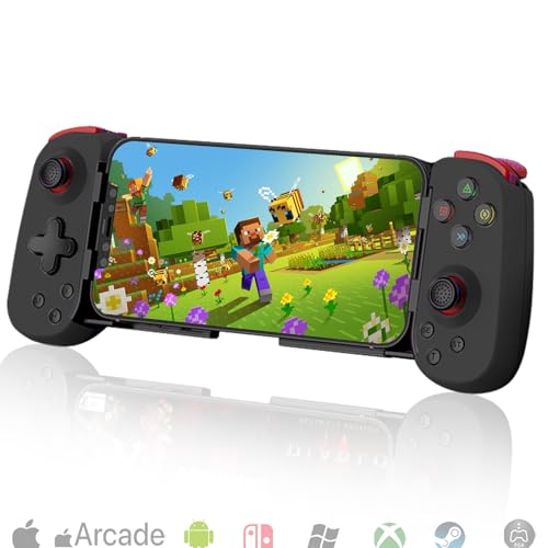 Megadream Wireless Controller für iPhone/Android, MFi Bluetooth Mobile Gamepad für iOS/Switch/Lite/PC/PS/Cloud Gaming dehnbarer Joystick für iPhone 15 14 13/Plus/Pro/Max, Direct Play (Schwarz)