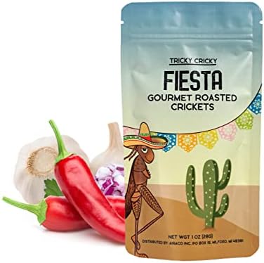 Tricky Cricky Edible Flavored Cricket Snacks for Humans - USA Grown - Unique & Healthy Gourmet Snacks for Adults - High Protein, Low Carb, Low Calorie Dried Edible Bugs for People - Taco Fiesta - 1 Oz