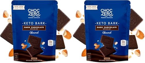 ChocZero Dark Chocolate with Almonds Sea Salt Keto Bark, 6 Ounce (Pack of 2)