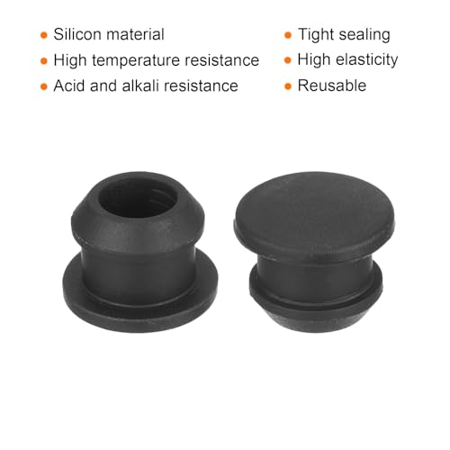 Image of MECCANIXITY Silicone Snap in Locking Hole Plugs,Rubber Panel Seal Cover Flush Type Panel Round for Kitchen Rubber Bulkheads Waterproof Sealing Plugs 9.5mm /0.37 Inch Diameter Black,Pack of 50