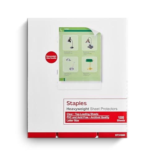Staples Heavyweight Sheet Protectors, Clear, 100/Box