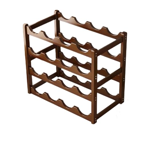 Botellero apilable de madera para 20 botellas, soporte de vino de 4 niveles para cocina, bar, comedor y sala de estar, té marrón Slish Sto Solut