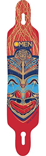 Omen Boards Native American Mask Drop Through with Flex Longboard Skateboard Deck - 9.12