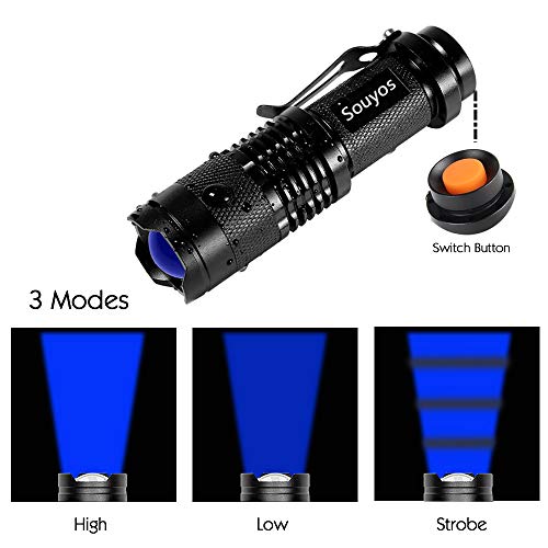Souyos 3 Pcs Red Green Blue Light Led Flashlight,7W Zoomable Red Green Hunting Light Blue Flashlight,3 Modes Tactical Torch Light For Fishing,Tracking Blood,Detect,Night Vision,Coral #TOP5