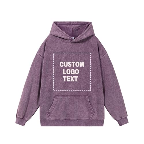 YUANOU Sweat À Capuche Vintage Personnalisé pour Hommes et Femmes avec Logo Ou Texte, Pull Streetwear Épais Personnalisé pour Hommes avec Impression d'image Color6,XXL