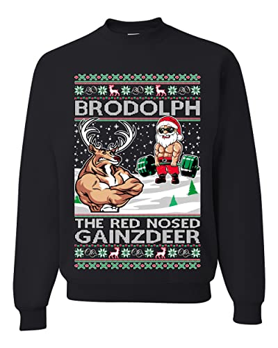 Brodolph Santa Working Out Gym The Red Nosed Unisex Crewneck Sweatshirt 1 Brodolph Santa Working Out Gym The Red Nosed Unisex Crewneck Sweatshirt