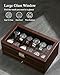 GUKA Watch Box, 12 Slot Watch Case, Watch Cases for men with Real Glass Lid, Synthetic Leather Watch Organizer storage with Jewelry Case, Birthday for Men and Women, Brown