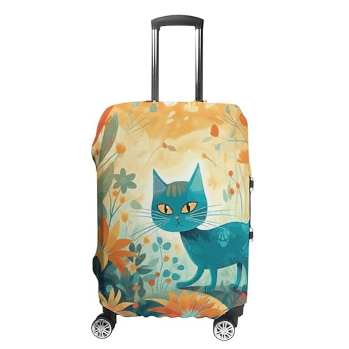 Cat And Flower Luggage Cover Protector Anti-Scratch Suitcase Cover Washable Luggage Covers Fits 19-21 Inch Luggage