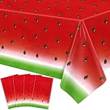 LKITMIUT 4 Pack Watermelon Party Tablecloth Watermelons Table Cover One in A Melon Plastic Table Cloth Watermelons Theme Tablecloth Watermelon Birthday Party Supplies Fruit Theme Decor 86 x 51 Inch