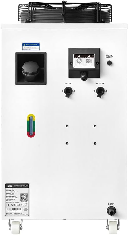 Water Cooler Machine S&A CW-6200BN Industrial Water Chiller 220V 60Hz for 200W Laser Diode CO2 Laser Solid-State Laser Fiber Laser, CNC Spindle Cooling