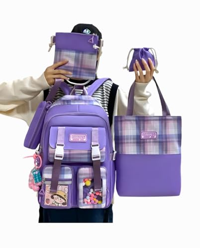 Genérico - Conjunto Completo de Mochila e Acessórios Roxo Unissex G - Mochila Escolar