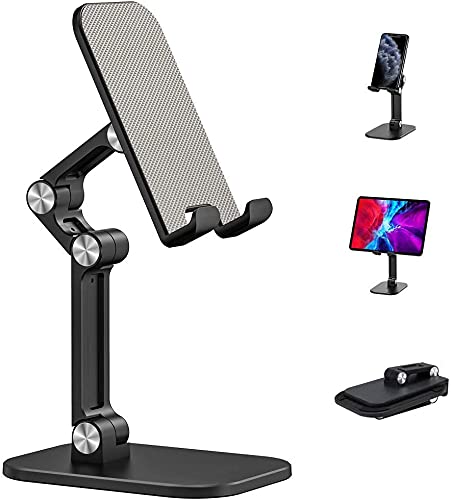 GLAMPANDA Mobile Stand for Online Classes Adjustable, 120° Angle Height Adjustable Phone Stand for Desk, Foldable Cell Phone Holder,Tablet Stand for All Smartphones/Kindle/Tablet - Random Color