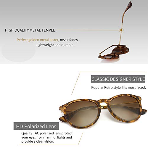 Sungait Vintage Round Sunglasses For Women Men Classic Retro Designer Style (Polarized Brown Gradient Lens/Amber Frame(Matte Finish)) 1567Pg Hpkc #TOP2
