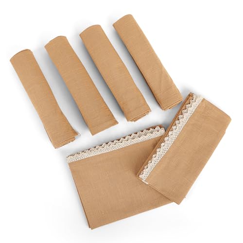 Image of FINGERCRAFT Kitchen Cloth 100% Soft High GSM Cotton Fabric Kitchen Towel, 20 x 30 Inches Perfect Size for Kitchen Uses, Set of 6, Multipurpose Use as Dish Towel, Bar Towel (Brown)