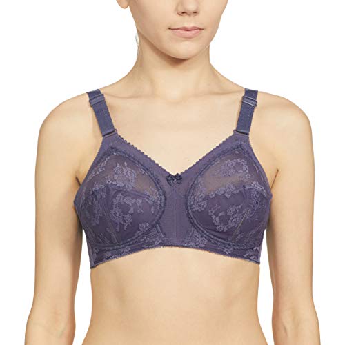 Image of Triumph International Doreen Bra For Women Non Wired Non Padded Wireless Bra Full Coverage Raschel Lace Lingerie Classic High Center Bridge Support Wide Straps Big Cup Bra for Larger Busts Pack Of 1