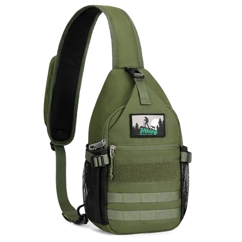 HALOVIE Sac bandoulière antivol pour homme - Style tactique sacoche poitrine sling bag pour voyage & sport (vert militaire)