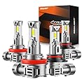 SEALIGHT 9005/HB3 H11/H8/H9/H16 Bulbs, 1:1 Mini Size HB3 Powersport Bulbs with Fan, Powersports or Fog Use Only, 3 Min Plug and Play, Pack of 4