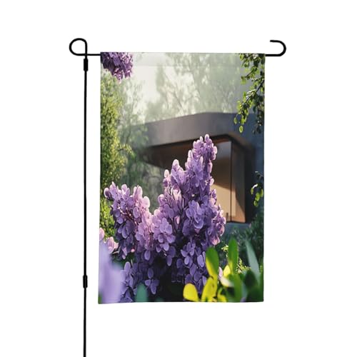 Drapeaux de jardin violets lilas pour l'extérieur, parfaits pour les décorations de cour de Pâques et la décoration printanière extérieure