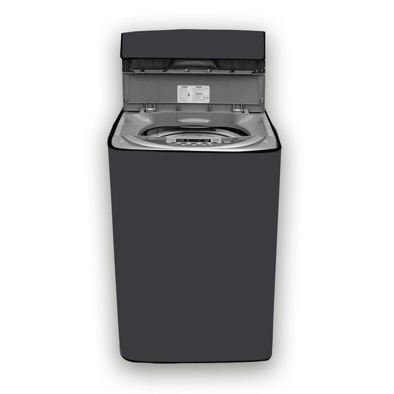 Image of Waterproof Washing Machine Cover Fully Automatic Sutaible for Samsung Model 8.0 kg Ecobubble Top Load, WA80BG4441BG (54 x 56 x 98 cms) Solid Grey Print
