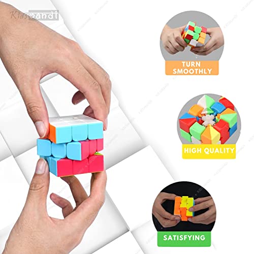 Image of Kids Mandi 3x3 Cube Stickerless Magic Cube Puzzle | Speed Cube Brainteaser| Stressbuster, Anti-Anxiety, Fidget Game for Kids and Adults