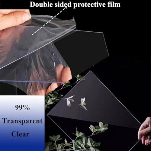 Image of Plexiglass Sheets 12 inchx12 inchx0.04 inch (5Pack)-PET Panels for DIY Crafts, Frames, Signs, Windows, Table Tops, Painting. Durable, Clear Acrylic Plexiglass Sheet, Ideal for Door Scratch Protectors