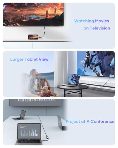 Nersligek USB-C auf HDMI Adapter, 4K USB Typ-C auf HDMI Adapter Thunderbolt-3/4 Kompatibel mit iPhone 17/16/15 Serie, MacBook, iMac, iPad Pro, Air, Galaxy S24 Ultra