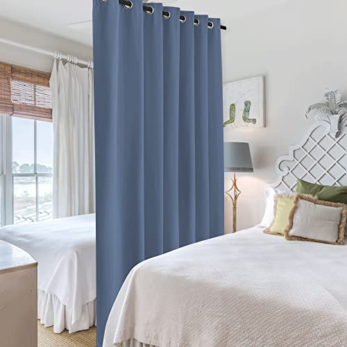 Image of RYB HOME Extra Wide Room Divider Curtaind Blackout Privacy Screen for Restroom Partitions Dorm Loft Apartment Shared Bedroom Garage Backdrop, W 150 x L 108 inch, Stone Blue, 1 Panel