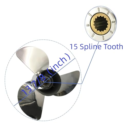 Image of Boat Steel Propeller 13 7 /8x15 for 140HP 90HP 100HP 110HP 125HP 15 Splines
