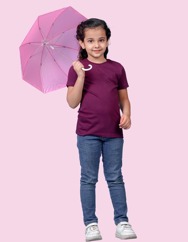 Image of Nusyl Girls Solid Cotton Blend Tshirts - Soft & Comfortable Half-Sleeves T-Shirts | Casual Wear for Kids & Teen Girls | Half Sleeves T-Shirts |- NUGCTSH001-PO2-1