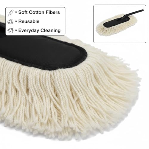 Image of Signamio Car Duster Microfiber Brush Car Cleaning Accessories Compact Soft Non Scratch Fibers for Interior and Exterior Dusting Detailing and Quick Touch Ups - White
