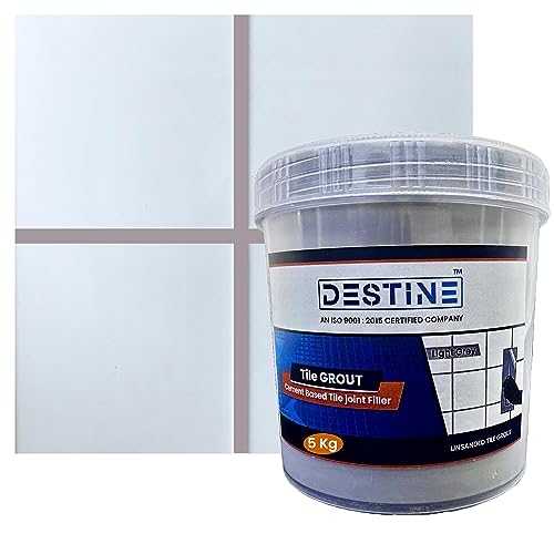 Image of DESTINE Tile Grout (16 COLOURS) (ALL PACKS: 100 Gm, 400 Gm, 800 Gm, 1 Kg, 3 Kg, 5 Kg), Waterproof, Cement Based Tile Joint Filler, Crack Filler, Tiles Gap Filler, Tile Grout (5 Kg, Light Grey)
