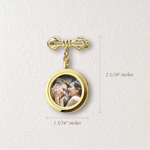 Anavia Personalized Photo Wedding Bouquet Charm, Double Sided Round Glass Photo Locket Pendant Pin Brooch, Handmade Memorial Picture Frame Bridal Shower Gift For Bride & Groom4