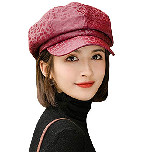 Classic French Style Beret Hat PU Leather Casual Artist Painter Cap for Women Teen Girls Ladies Red