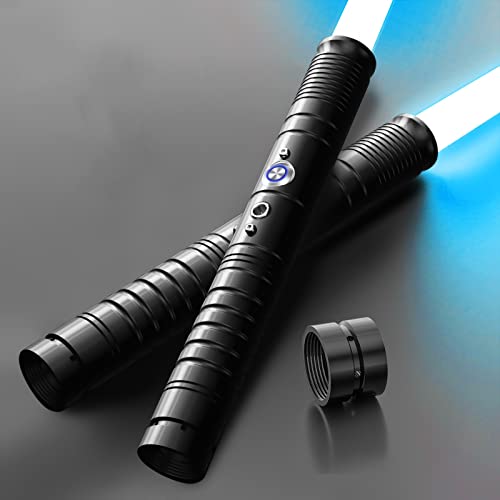 SMAUTOP Sabre Laser, Lot de 2 Sabres Laser Professionnels V10 RVB 7 Couleurs modifiables, Lightsaber de Duel à balançoire Lisse en métal pour garçons et Filles (Noir)