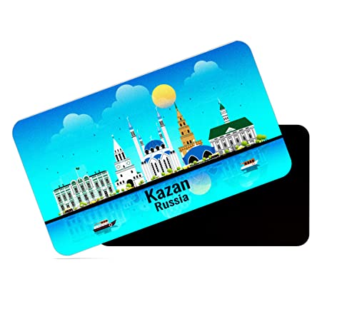 Image of dhcrafts Rectangular Rubber Fridge Magnet /Magnetic Card Blue Russia Kazan Design Pack of 1 (8.6cm x 5.4cm)