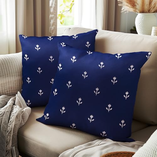 Image of Encasa XO Silver Foil Cushion Covers, Pillow Cases, No Inserts Blue