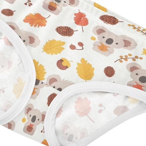 Wusikd Koala Bear Girls' Underwear Cotton Autumn Leaves Girls Briefs Soft Toddler Underwear 2T4