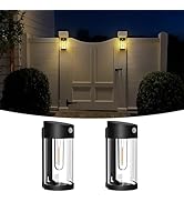 btfarm Solar Fence Lights Outdoor, Motion Sensor Outdoor Lights Waterproof, Retro Metal Glass LED...