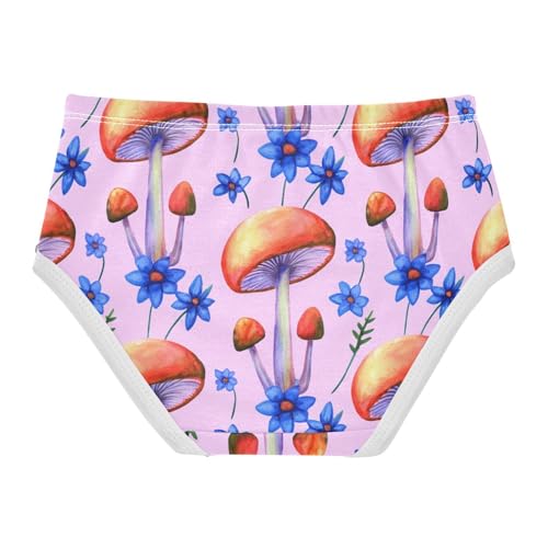 Fancy Girls Underwear Toddler 2t Cotton Girl Panties Cute Mushrooms Wildflowers Pink Briefs Girls Undies2