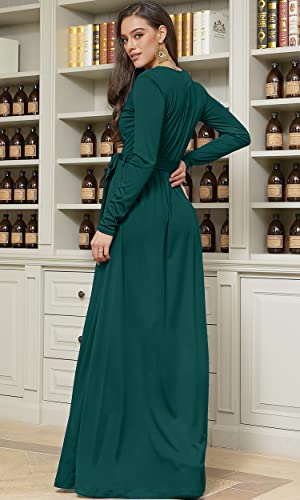 Image of KOH KOH Womens Long Sleeve V-Neck High Slit Cocktail Evening Gown Maxi Dress