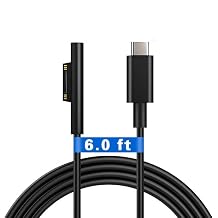 USB-C إلى Surface Pro محول الشحن السريع كبل من النوع الأسود ، يتطلب شاحن USB-C 15V / 3A 45W PD لـ Microsoft Surface Pro 7/6/5/4/3 / X Surface Go1/2 كمبيوتر محمول على السطح 1/2/3/4 أقراص كتب