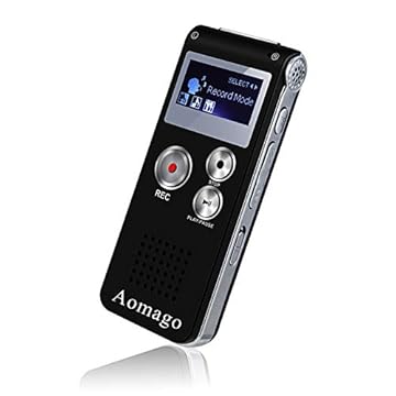 Gravador de voz digital ativado por voz para aulas, reuniões, entrevistas, Aomago, gravador de áudio de 8 GB, mini fita portátil com Playback, USB, MP3