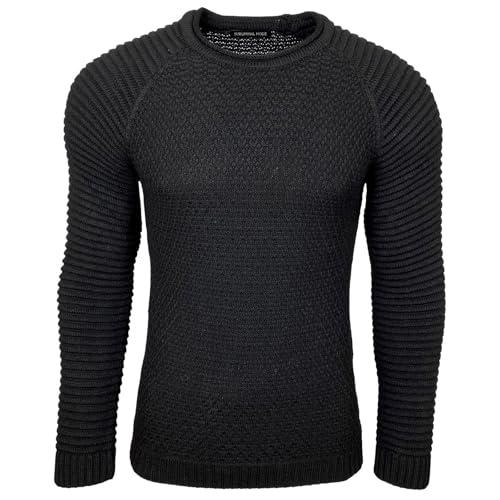 Subliminal Mode Pull Homme en Maille Col Rond - Style Basique - Pull Grosse Maille Nervuré - Pull Over Tricoté Hiver Manches Longues - Idée Cadeau BX8056 -...