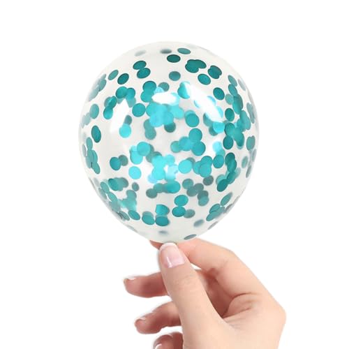 Image of Teal Blue Confetti Balloons, 40 Pcs 5 Inch Clear Balloons with Confetti Inside for Birthday Party Graduation Engagement Cake Topper Decor Bridal Shower Baby Shower Decoration Supplies